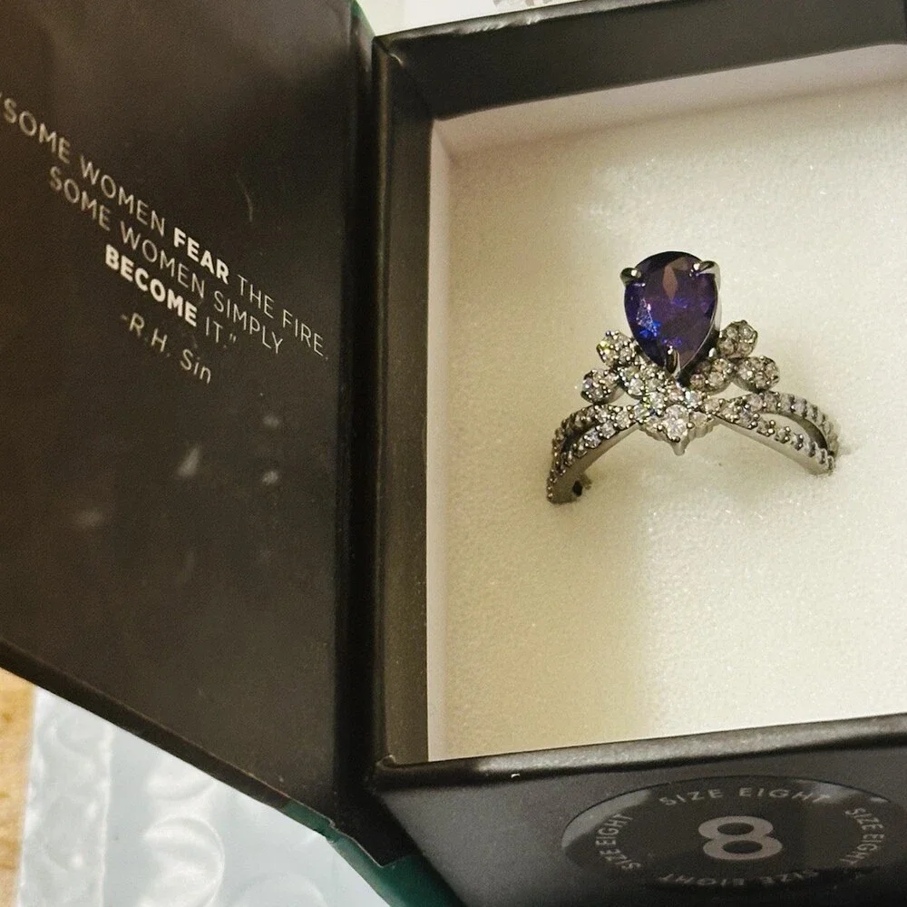 Bomb Party REIGN Madness & Mischief Ring Size 8 Dark Violet CZ RBP7632 NIB